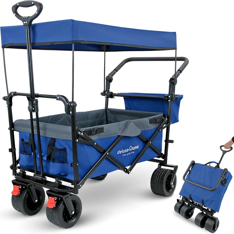 Bollerwagen faltbar mit Dach I Extra Breite Reifen