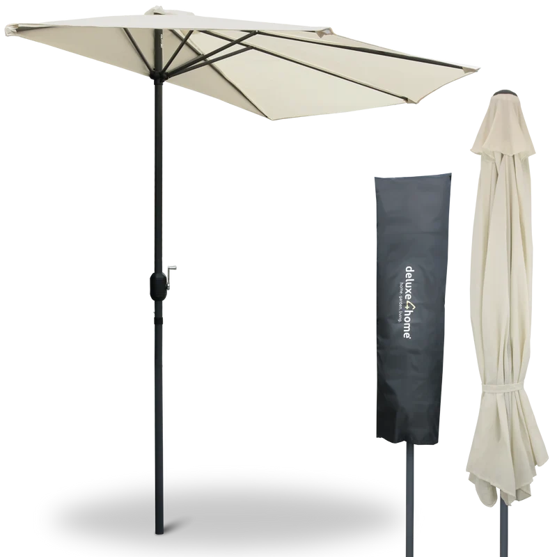 Sonnenschirm Halbrund für Balkon Terrasse Radius 150cm Creme