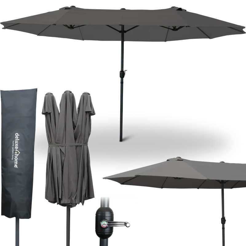 XXL Doppelsonnenschirm 450cm x 260cm mit Handkurbel