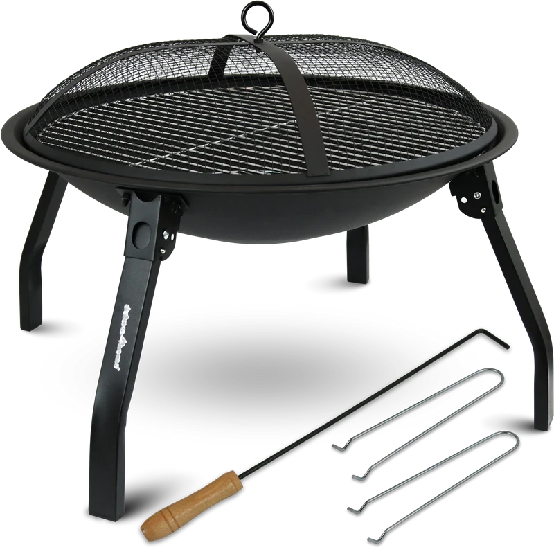 Feuerschale XL I Grillrost + Funkenschutzdeckel I 55 cm Durchmesser, schwarz