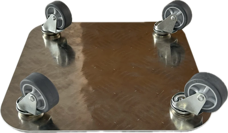 Pflanzenroller 290X290mm aus Aluminium Riffelblech, 4x Apparaterrolle Ø50mm fertig montiert