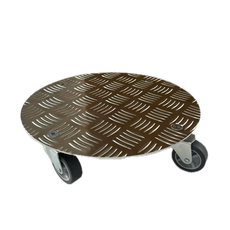 Pflanzenroller Ø300mm aus Aluminium Riffelblech, 4x Apparaterrolle Ø50mm fertig montiert