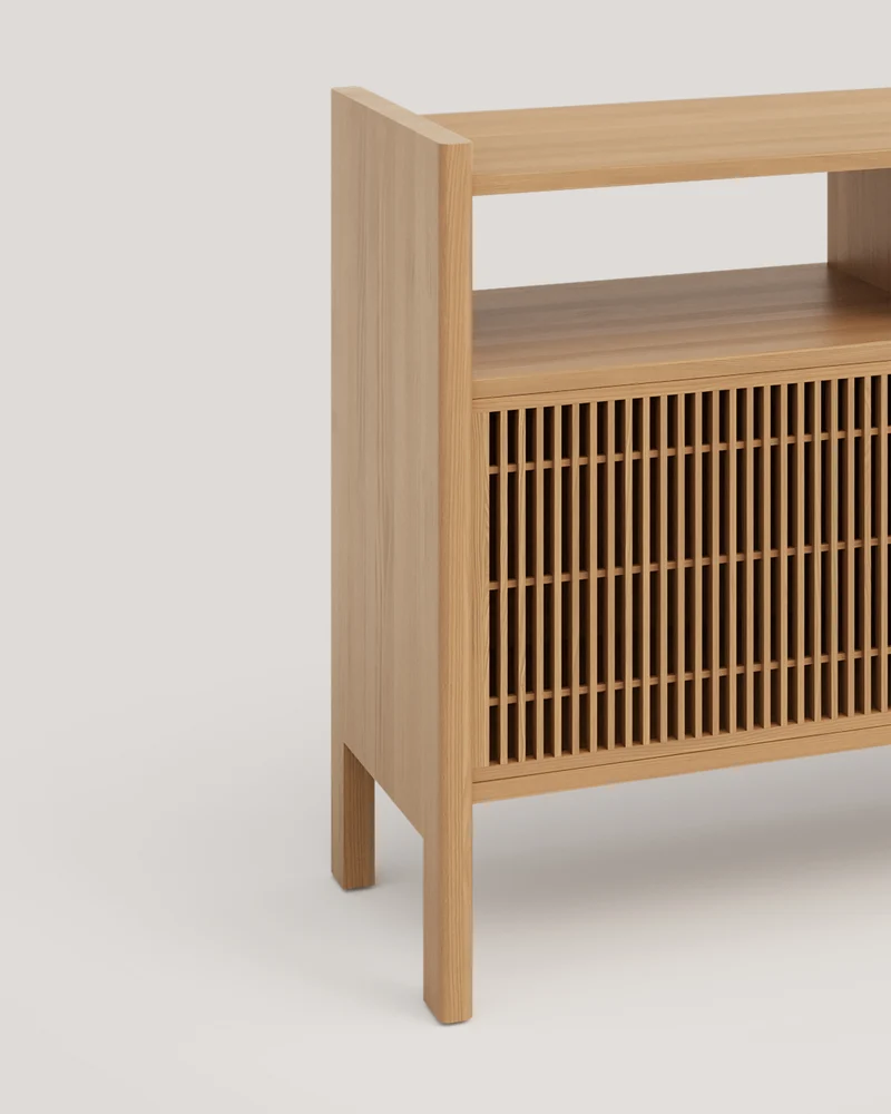 Mesquida large sideboard in solid wood for vinyl records 3 doors 301 cm