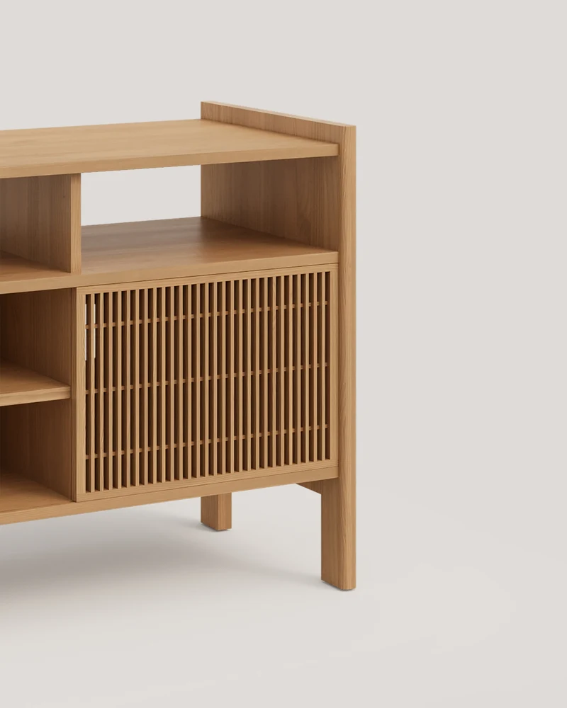 Mesquida large sideboard in solid wood for vinyl records 3 doors 301 cm