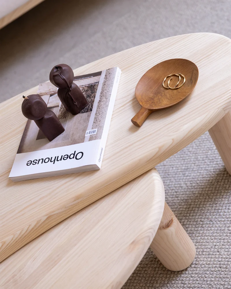 Set 2 coffee tables in solid pine wood Tramadiu and Tuna