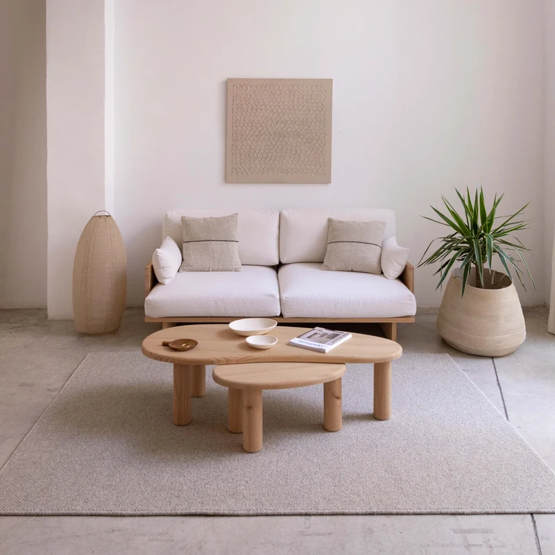 Set 2 coffee tables in solid pine wood Tramadiu and Tuna