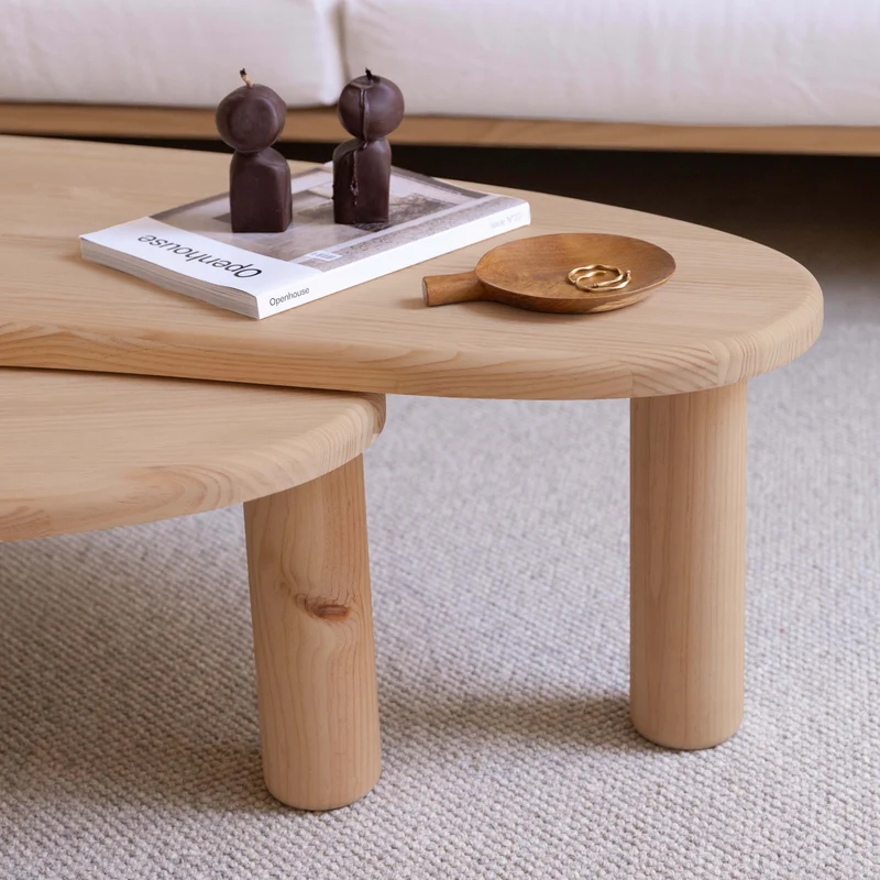Set 2 coffee tables in solid pine wood Tramadiu and Tuna