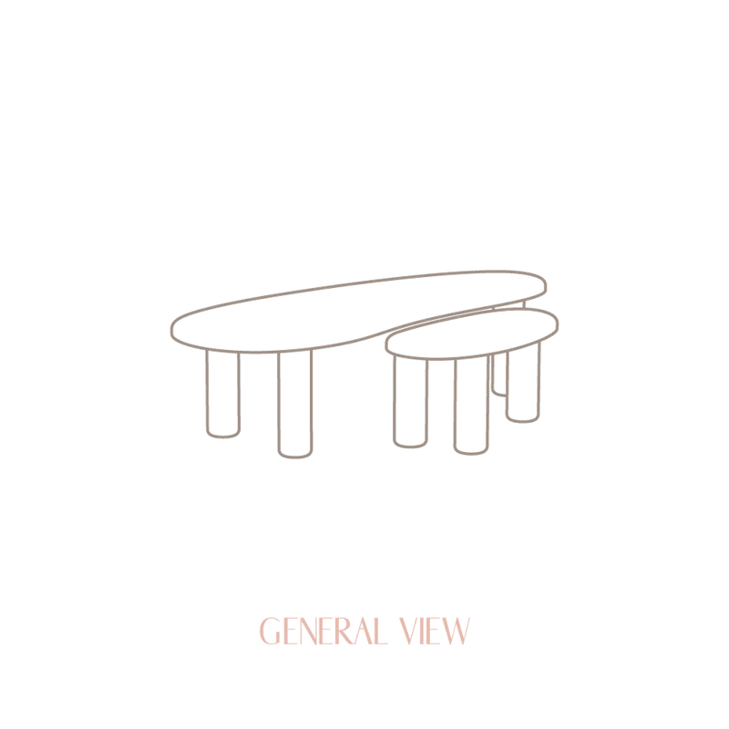 Set 2 coffee tables in solid pine wood Tramadiu and Tuna