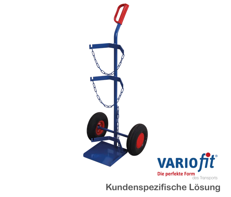 Stahlflaschenkarre von VARIOfit enzianblau | Traglast 200 kg | 1 Propangasflasche à 11 kg