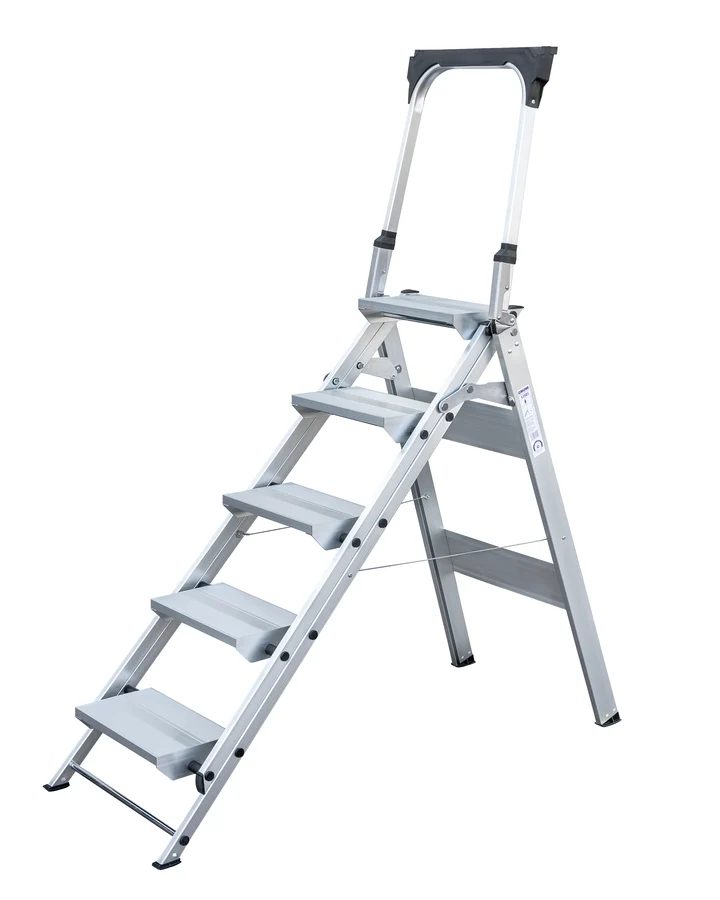 Klapptreppe mit Haltebpgel aus Aluminium | Belastbarkeit 150 kg