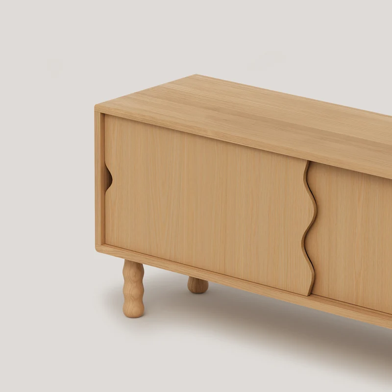 Moreta TV stand in solid wood with 2 doors 120 cm