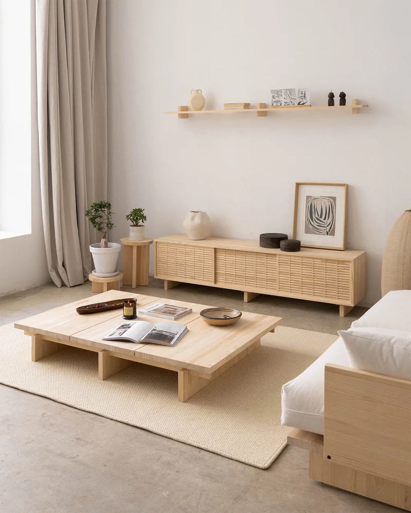 Nova - Rectangular coffee table in solid pine wood 135 cm