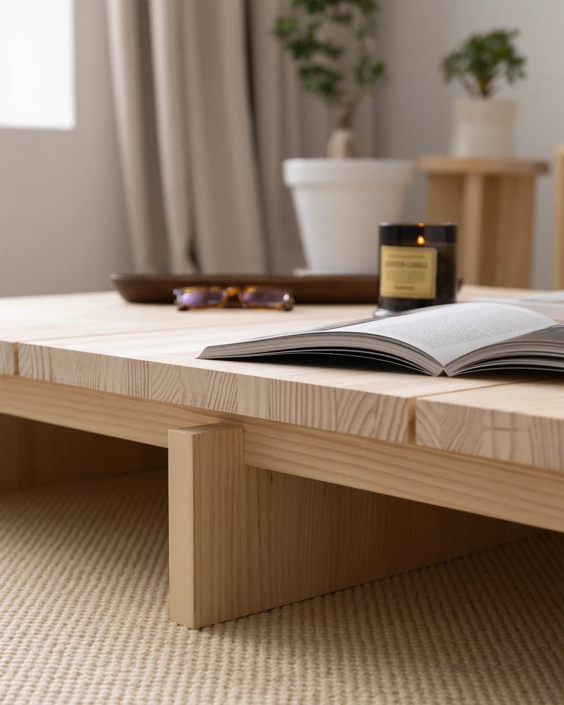 Nova - Rectangular coffee table in solid pine wood 135 cm
