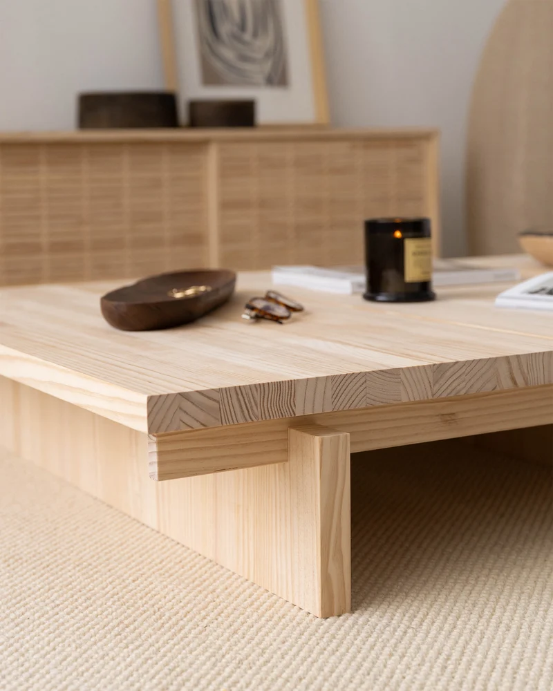 Nova - Rectangular coffee table in solid pine wood 135 cm