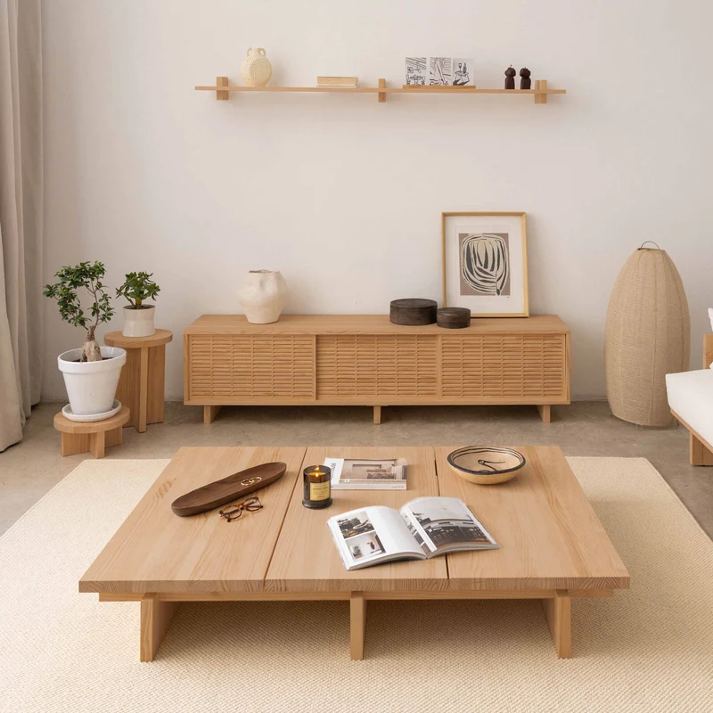 Nova - Rectangular coffee table in solid pine wood 135 cm
