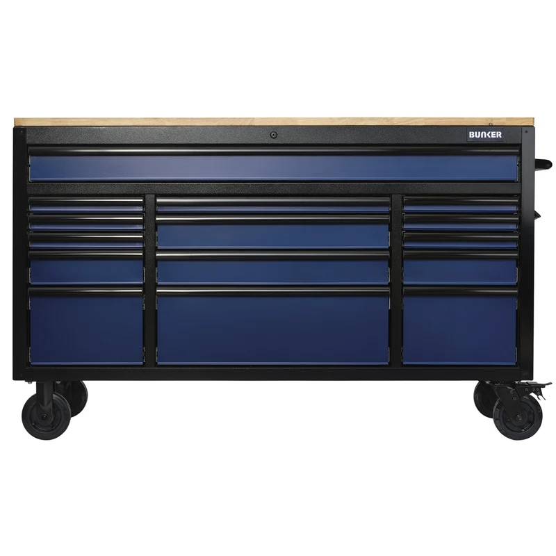 BUNKER 15 Drawer Workbench Roller Tool Cabinet, 61"