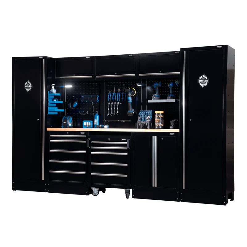 BUNKER 16 Piece Modular Storage Combo with Worktop, 3240mm
