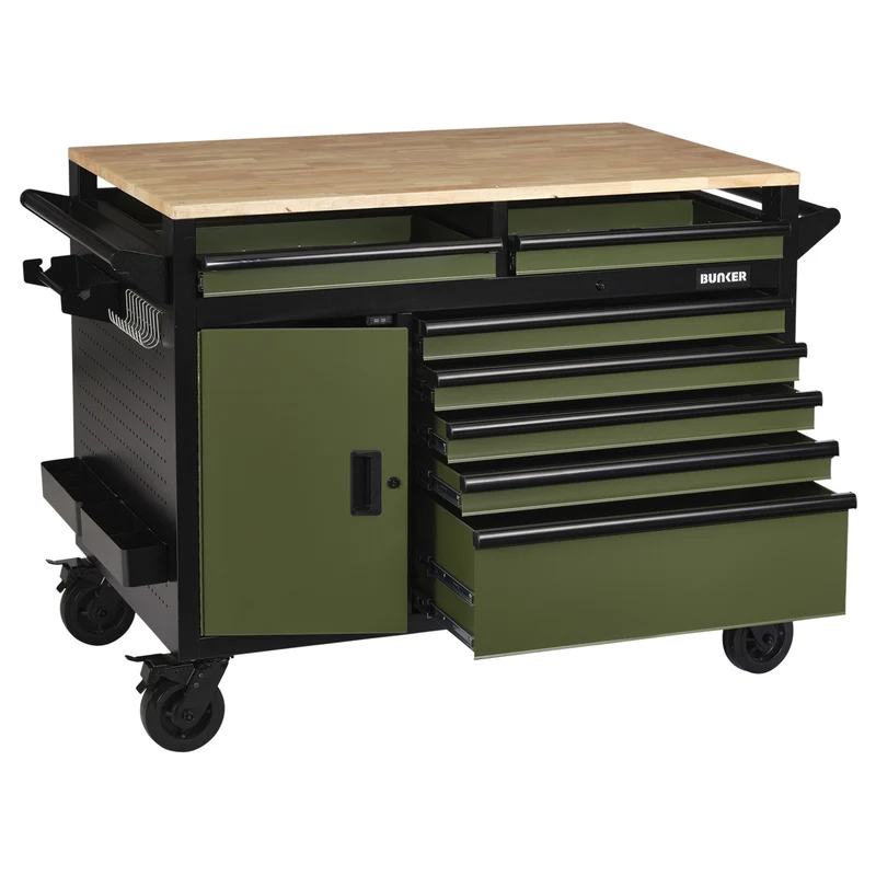 BUNKER Multi-Functional Workbench Roller Tool Cabinet, 14 Drawer, 48"