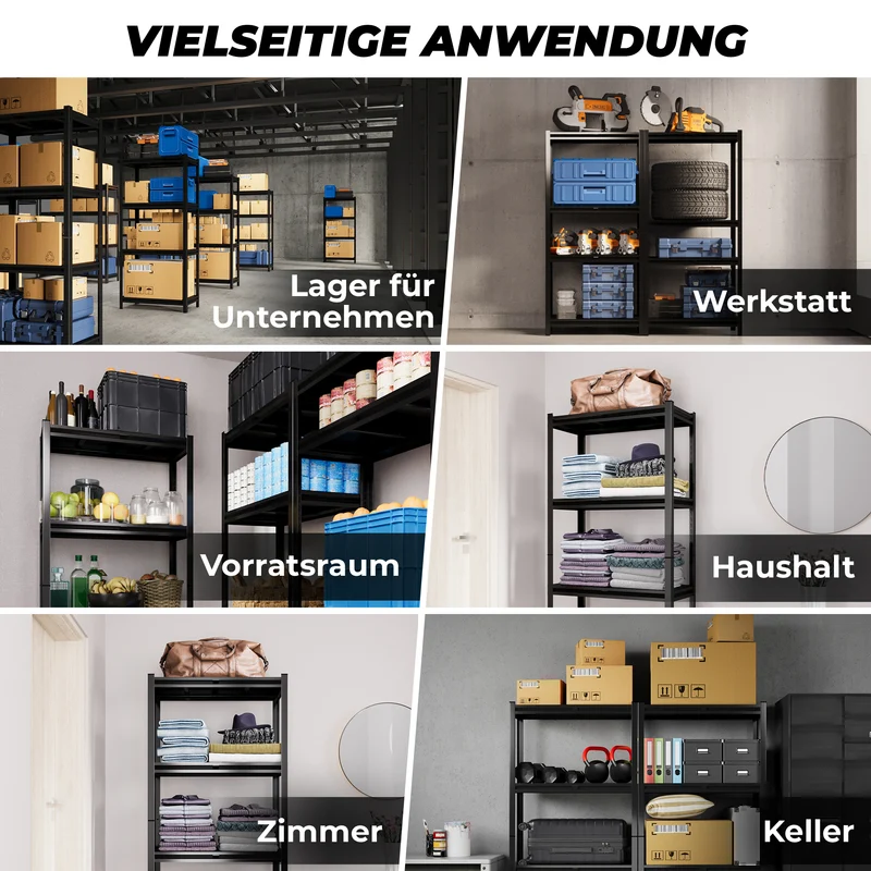 ALLSHELF Metallregal 180x90x40cm