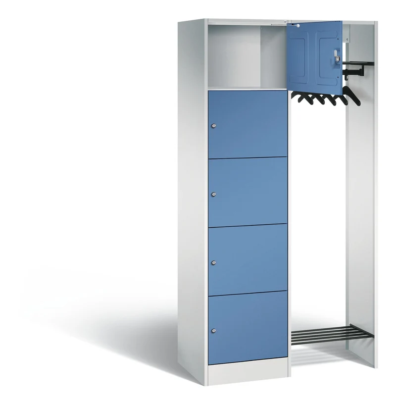 Offene Garderobe mit Fächerschrank – 10 Fächer, stabile Stahlgarderobe