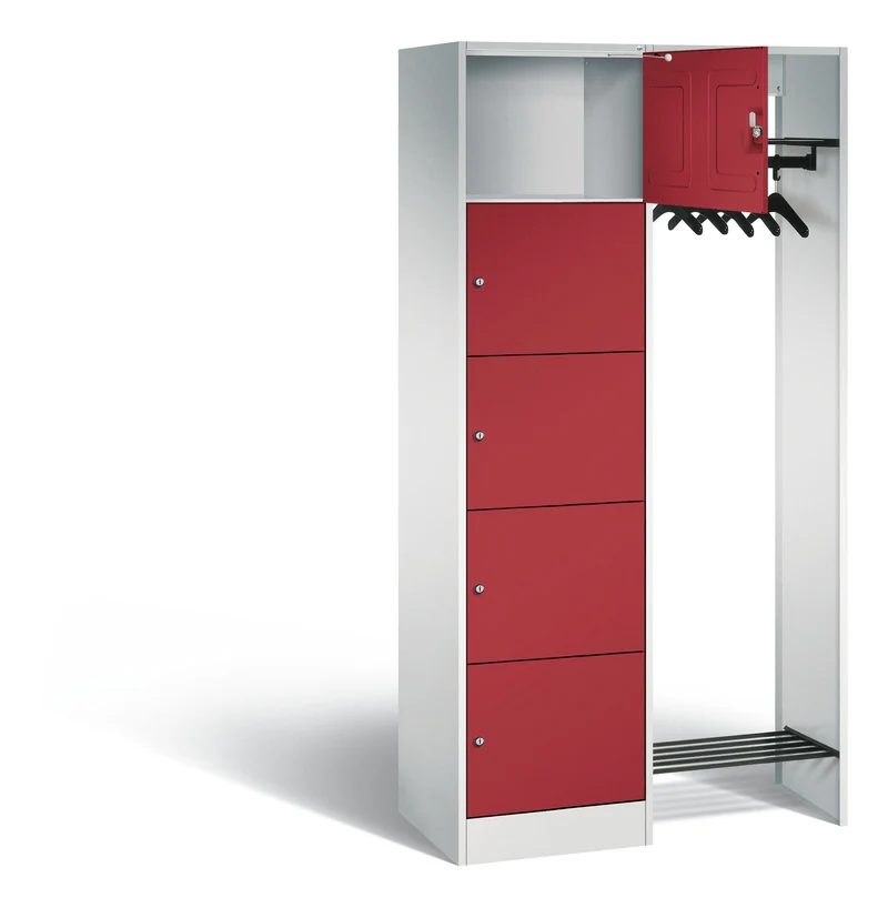 Offene Garderobe mit Fächerschrank – 10 Fächer, stabile Stahlgarderobe