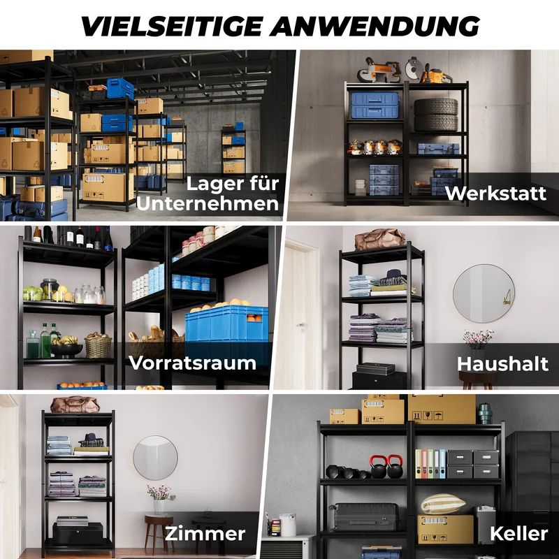ALLSHELF Metallregal 200x100x50cm