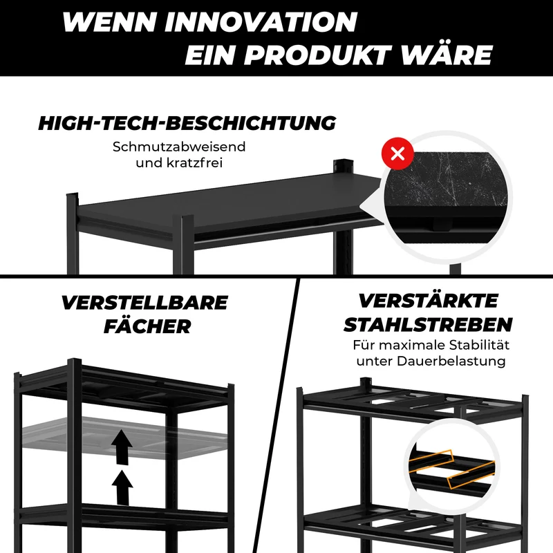 ALLSHELF Metallregal 200x100x50cm