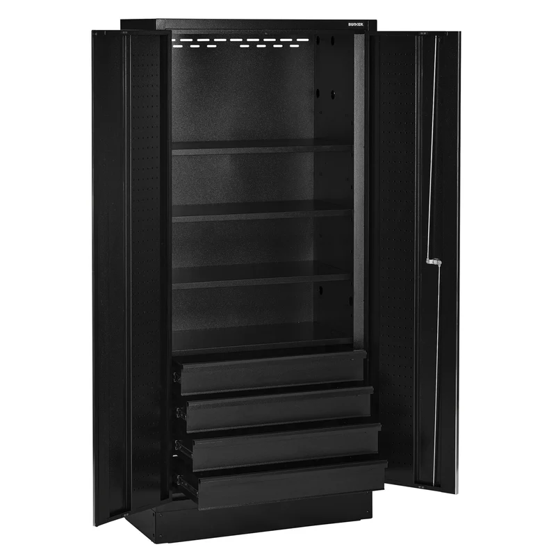 BUNKER Modular Tall Floor Cabinet, 2 Door, 4 Drawer, 2000mm