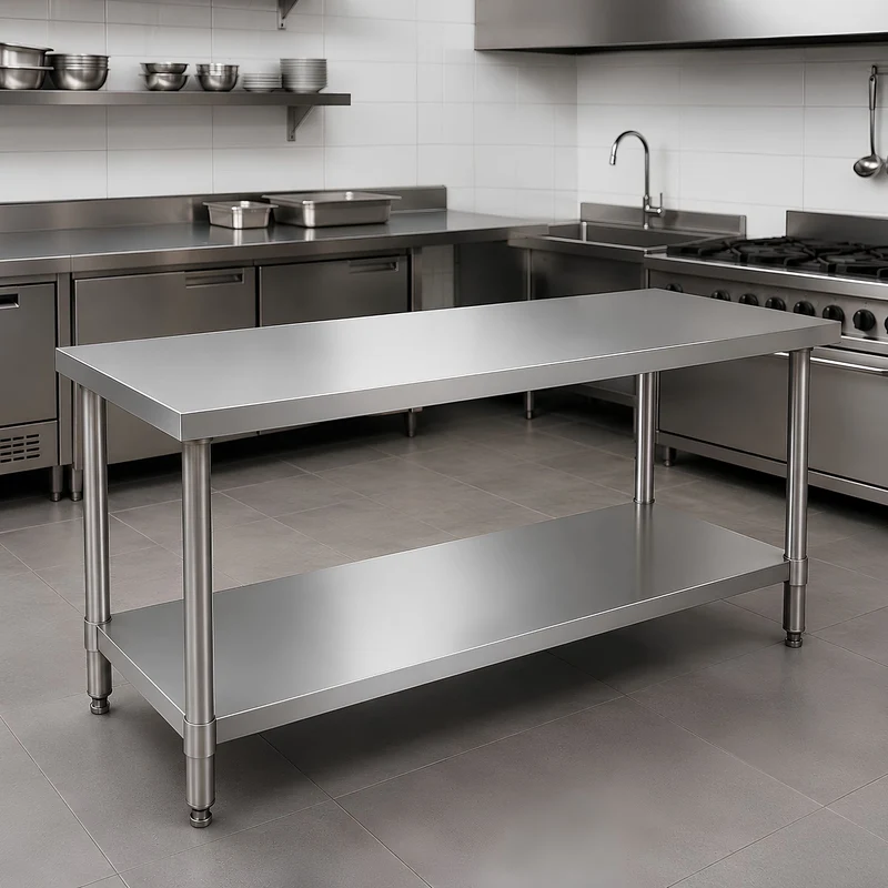 InhandKraft® Edelstahltisch für Gastronomie und Küche - 200 x 90 x 70 cm