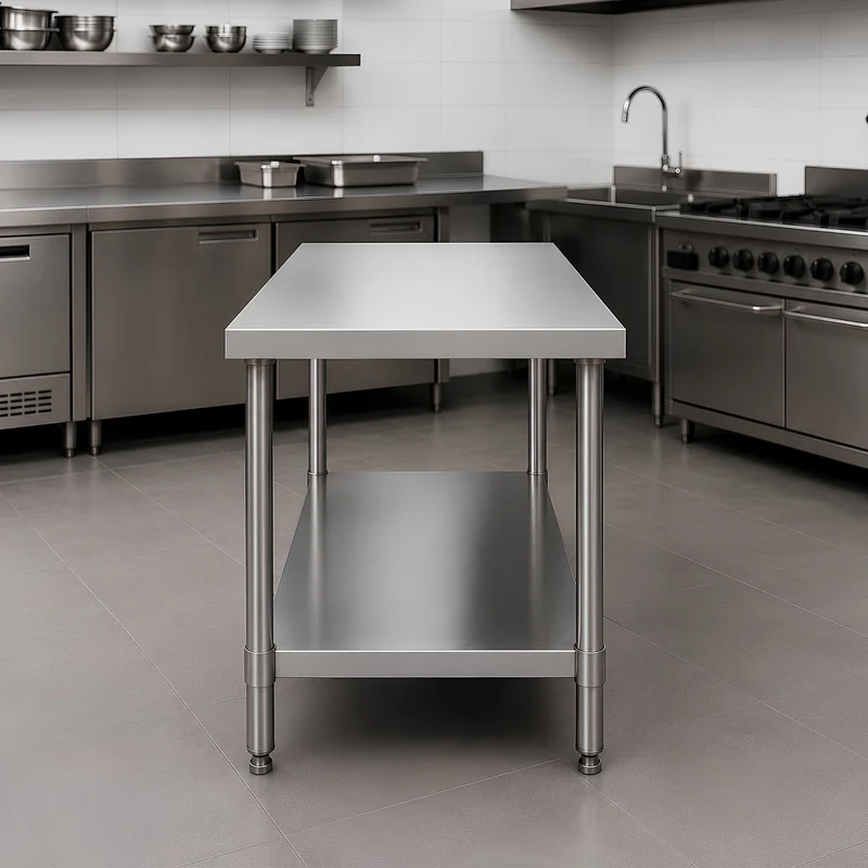 InhandKraft® Edelstahltisch für Gastronomie und Küche - 200 x 90 x 70 cm