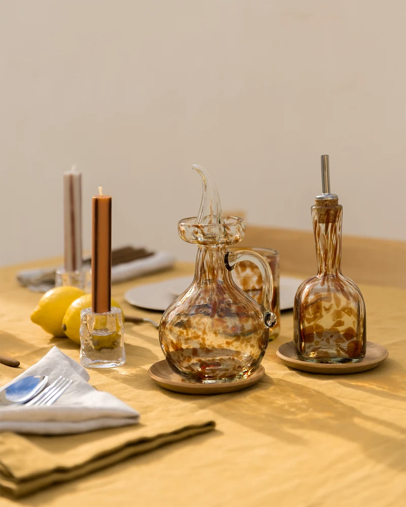 Sineu hand-blown glass vinegar bottle