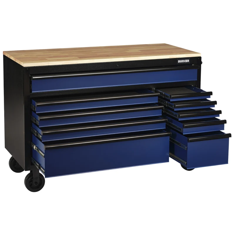 BUNKER 10 Drawer Workbench Roller Tool Cabinet, 56"