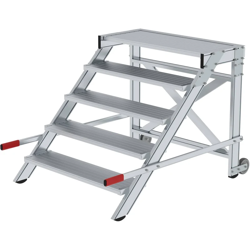 Arbeitspodest fahrbar aus Aluminium | Stufenbreite 1000 mm