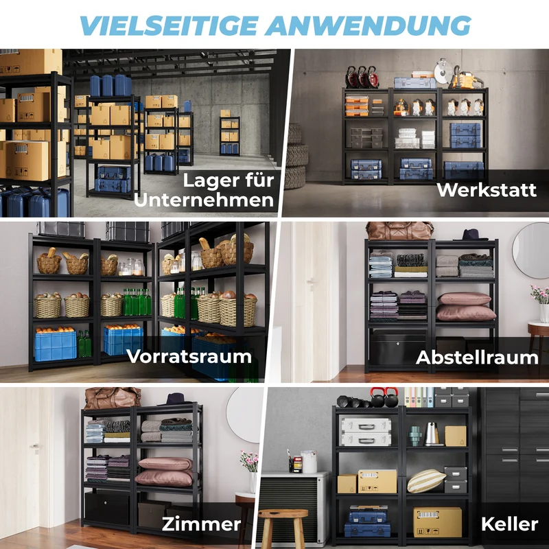 ALLSHELF Metallregal 150x75x30cm