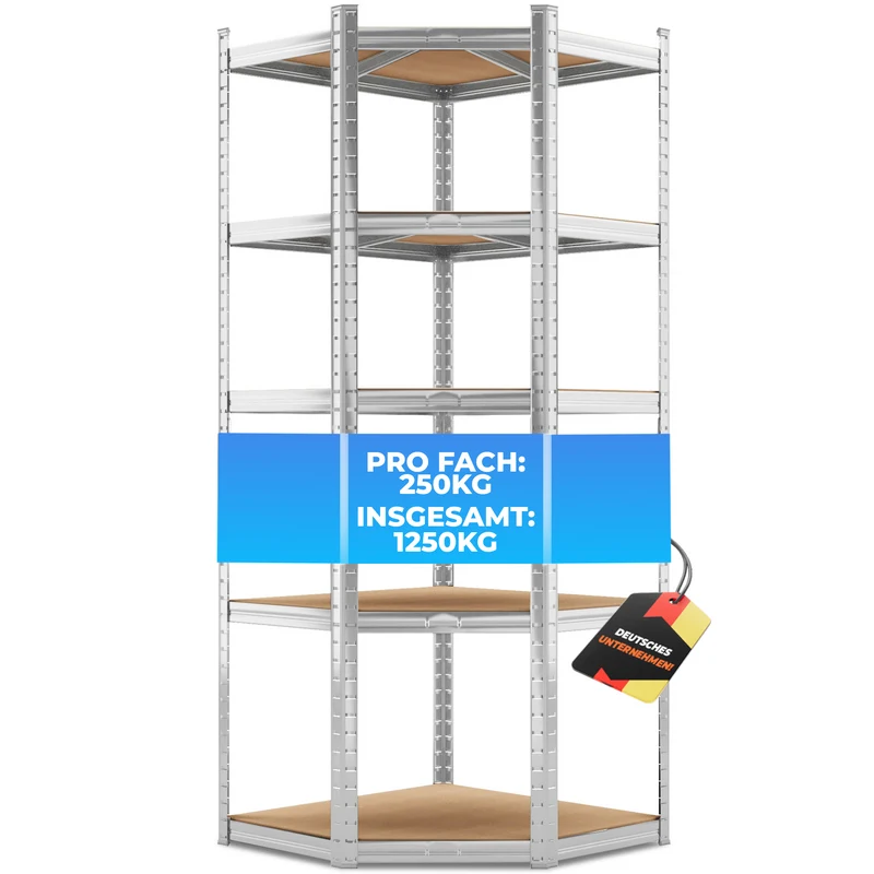 ALLSHELF Eckregal 180x70x40cm Silber