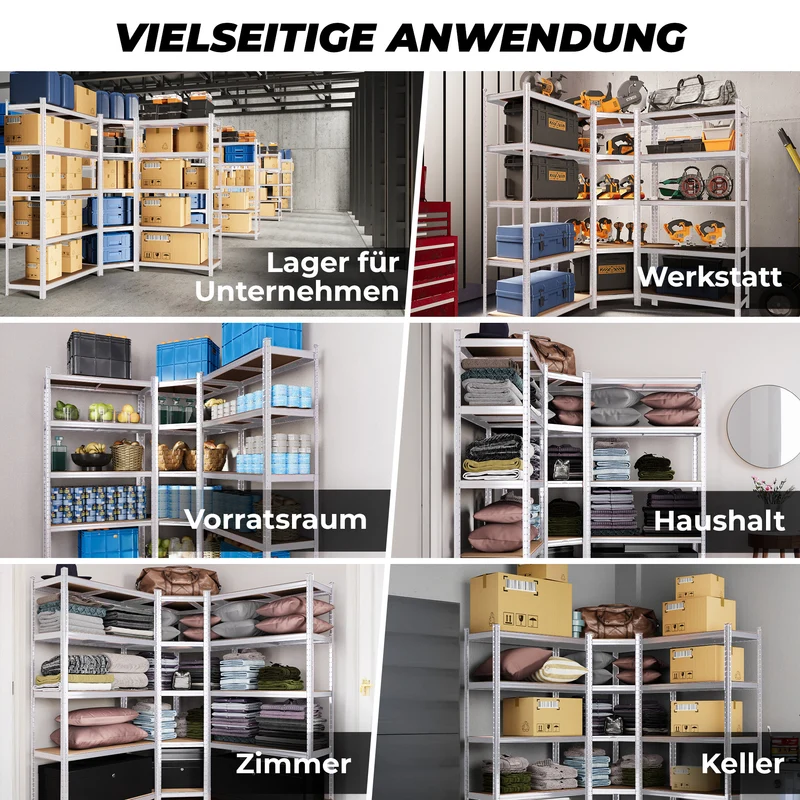 ALLSHELF Eckregal 180x70x40cm Silber