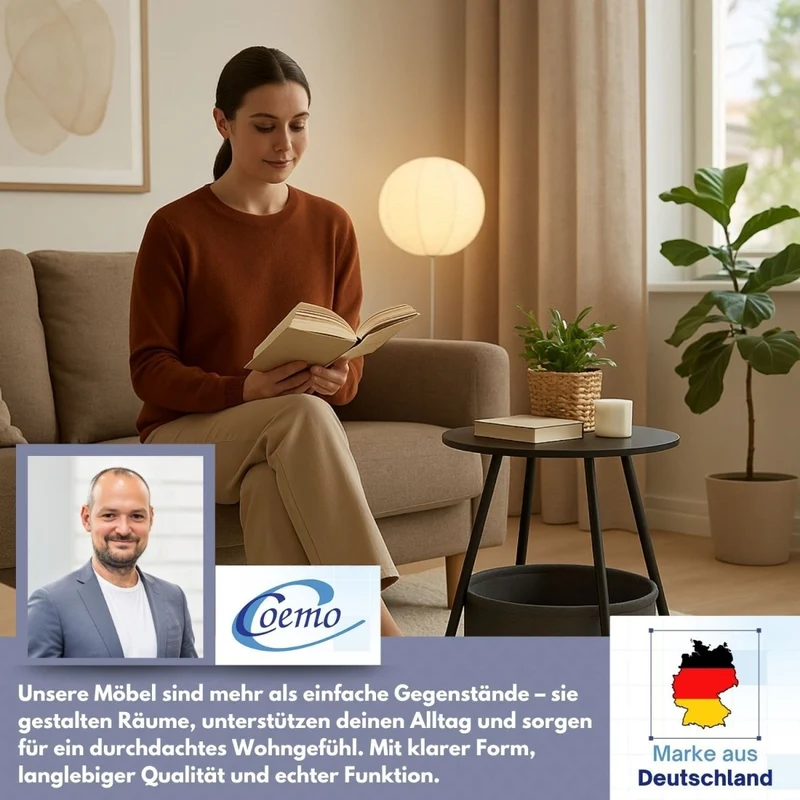 Coemo Beistelltisch Kosi mit Canvas Korb - Metallgestell mit Stoffkorb