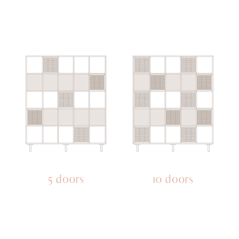Bookcase Xelida in pine with 5 or 10 mallorquina doors 160 cm