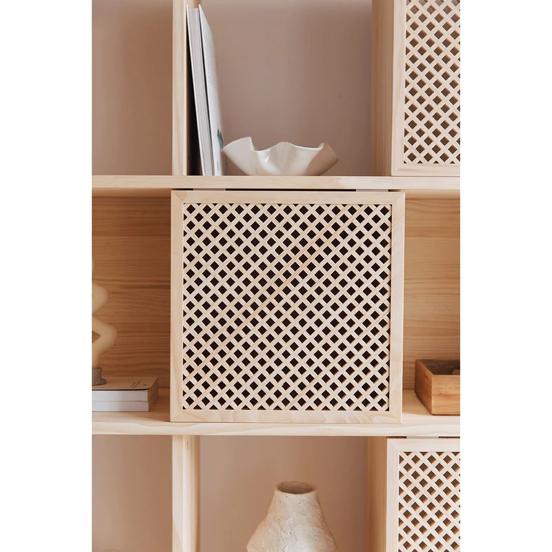 Bookcase Freda in pine with 5 doors 98 cm