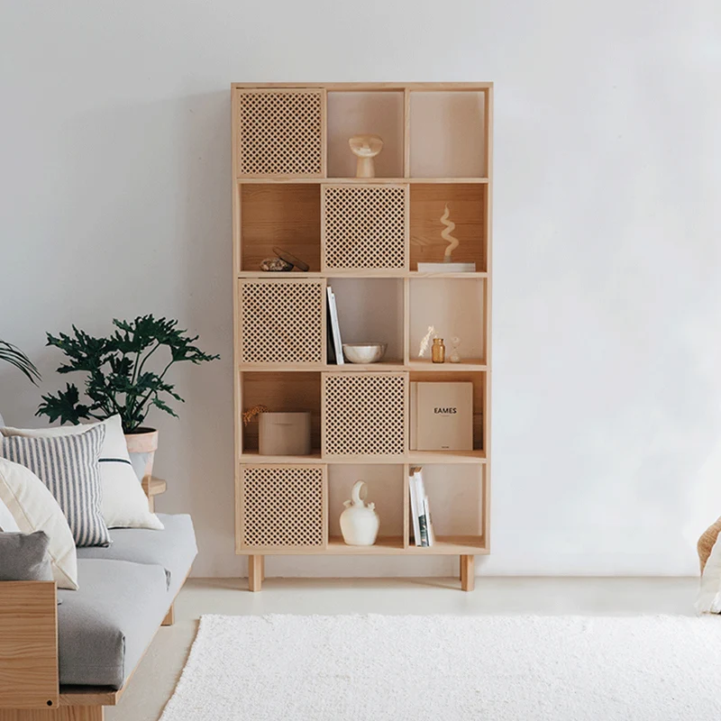 Bookcase Freda in pine with 5 doors 98 cm