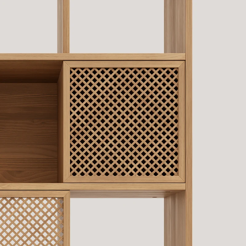 Bookcase Freda in pine with 5 doors 98 cm