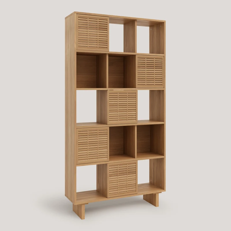 Bookcase Estreta in pine with 5 doors 98 cm