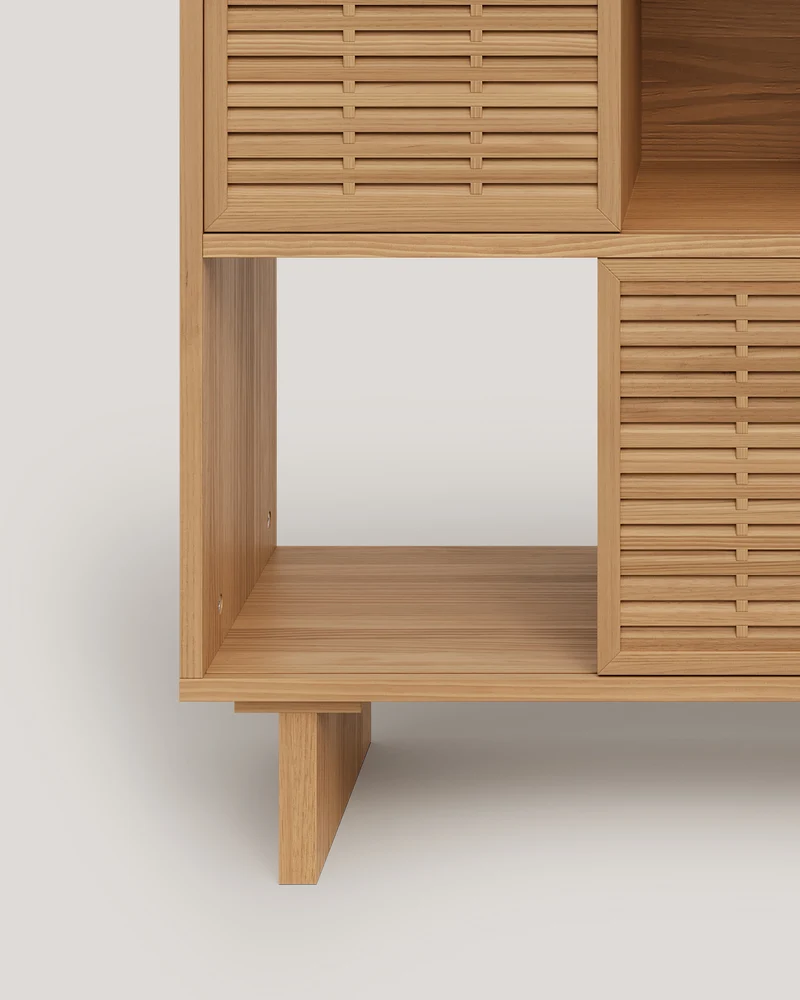 Bookcase Estreta in pine with 5 doors 98 cm