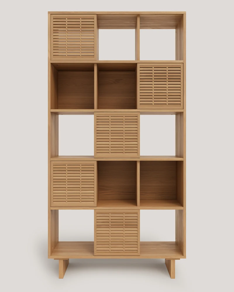 Bookcase Estreta in pine with 5 doors 98 cm