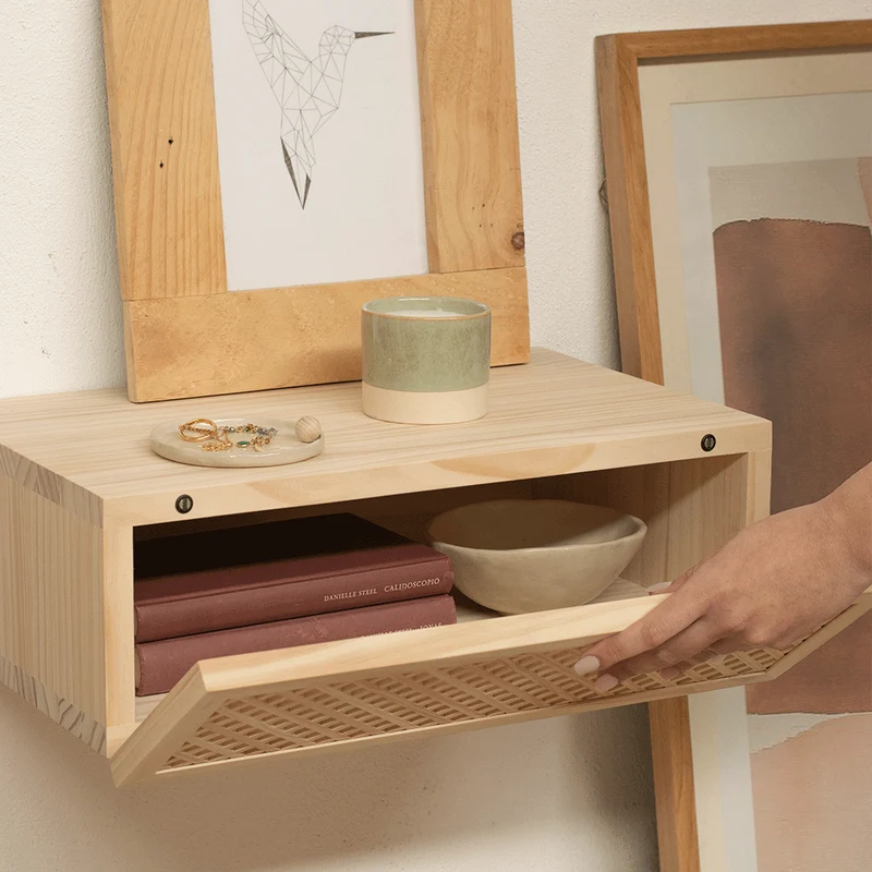 Ifach wooden floating bedside table 45 cm wide