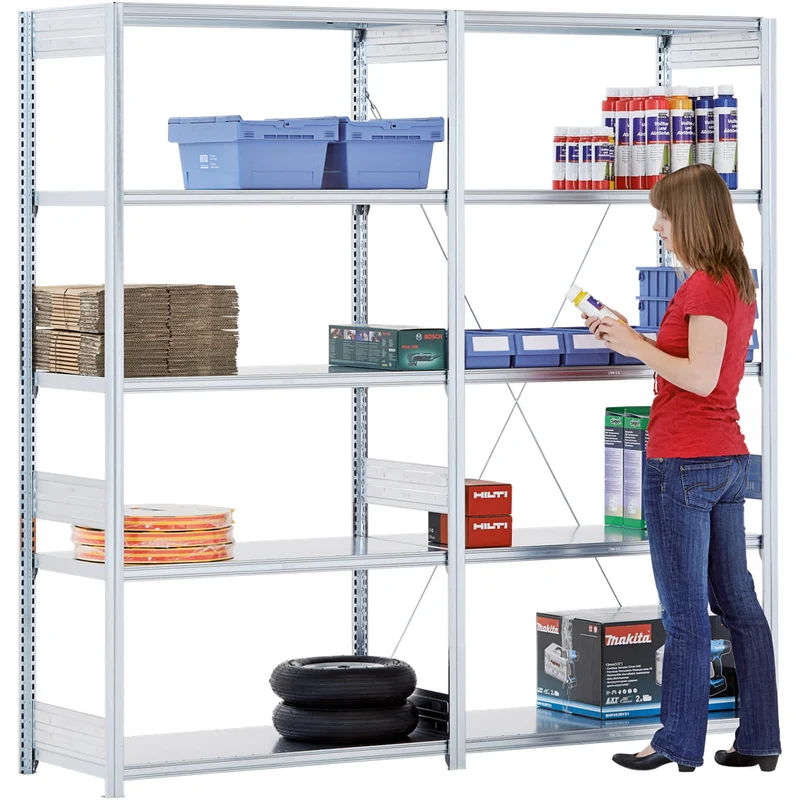 Fachbodenregal Grundregal Fachlast 100 kg – verzinktes Stecksystem von Bito - Einseitig nutzbar
