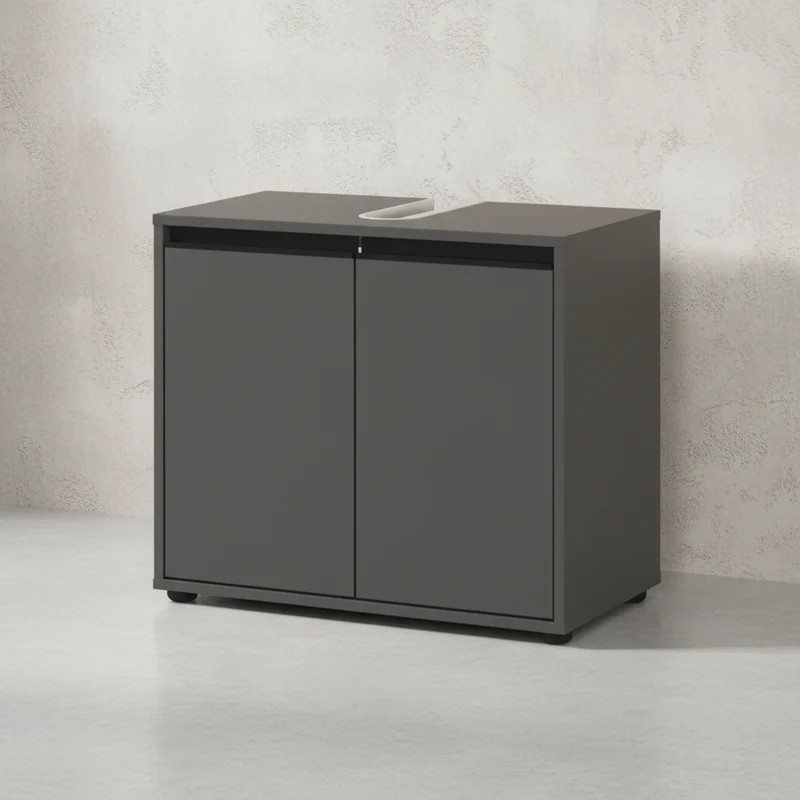 Waschbeckenunterschrank mit zwei Türen und Einlegeboden, Soft-Close