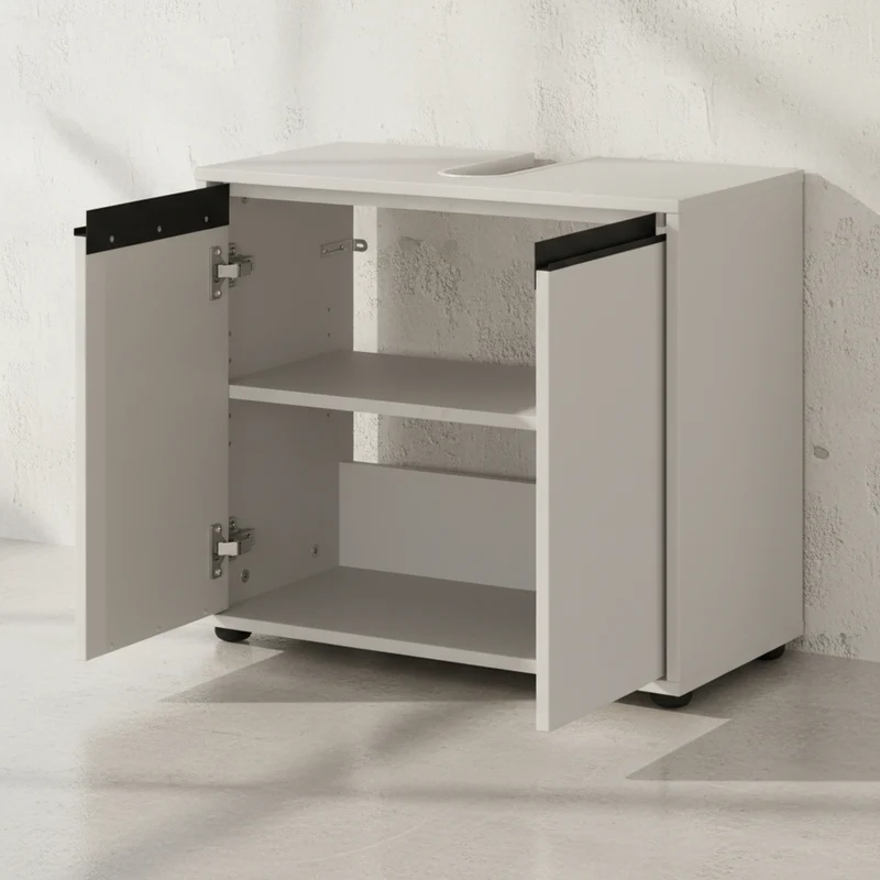Waschbeckenunterschrank mit zwei Türen und Einlegeboden, Soft-Close