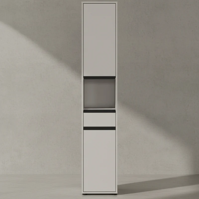 Hochschrank mit Schublade und Türen | Soft-Close & Matt