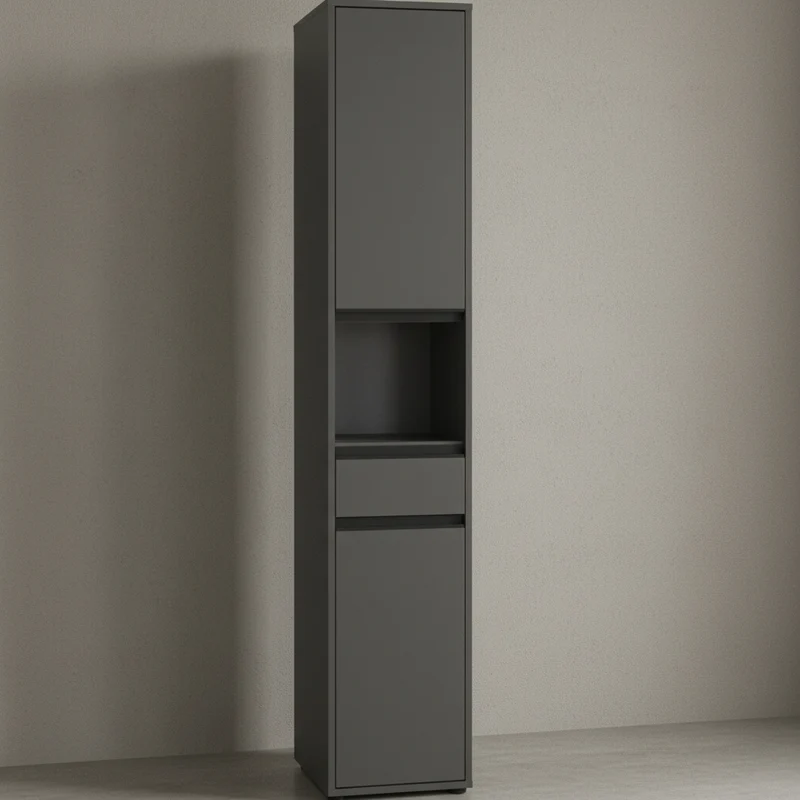 Hochschrank mit Schublade und Türen | Soft-Close & Matt